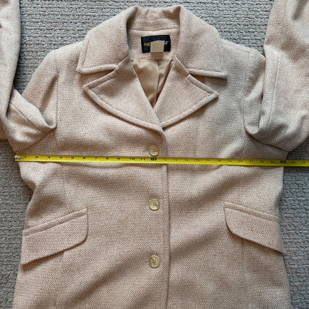Metrostyle Beige Tweed Wool Blend Coat Blazer Size 20 - Picture 9 of 10